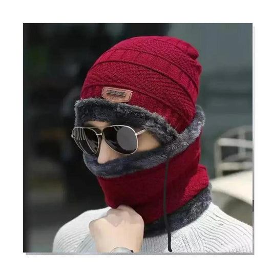 Beanie Wool Cap With Neck Warmer