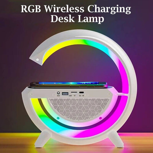 Multifunctional Bluetooth Speaker with Wireless Charging, Night Light & FM Radio – 6 Light Modes | 10W Fast Charger